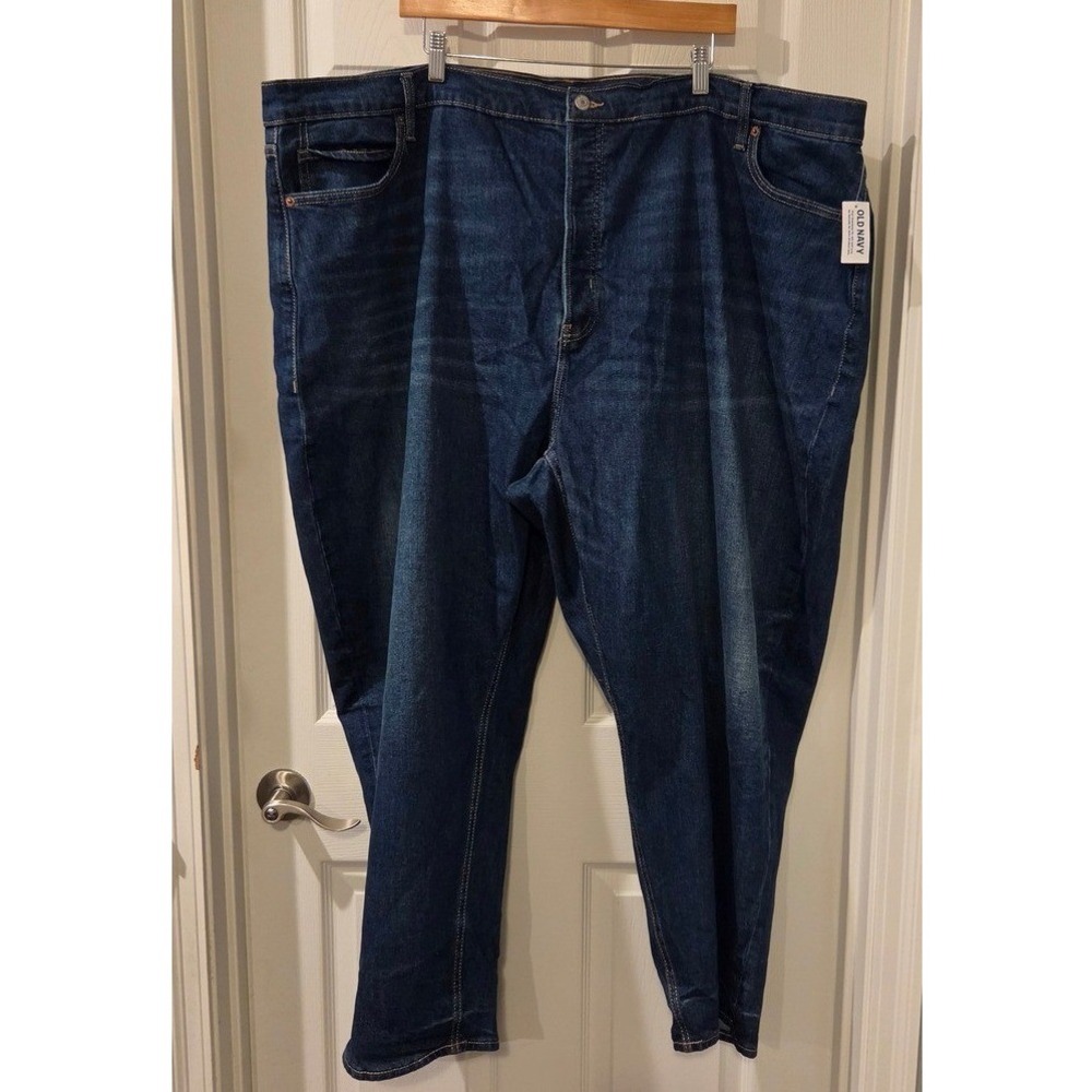 Old Navy Curvy Sky Hi Straight Jeans Womens 30 Extra High Rise Dark Wash NWT